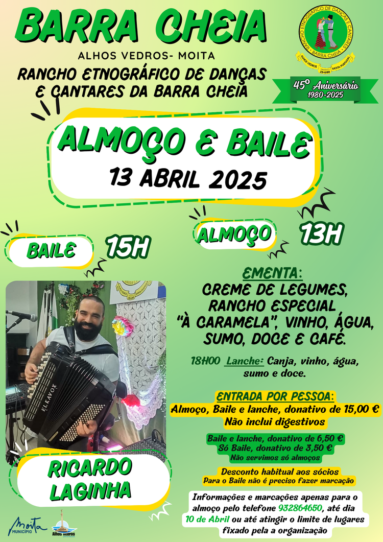 Cartaz Almo&ccedil;o e  Baile 13 Abril 2025