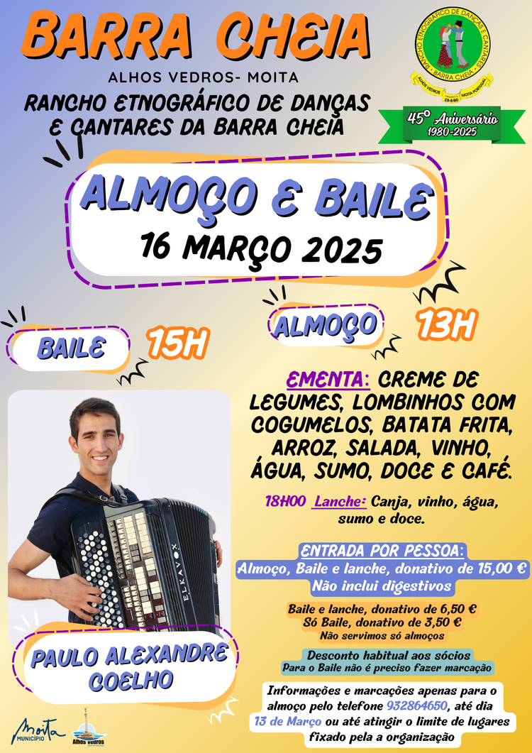 Cartaz Almo&ccedil;o e  Baile 16 Mar&ccedil;o 2025